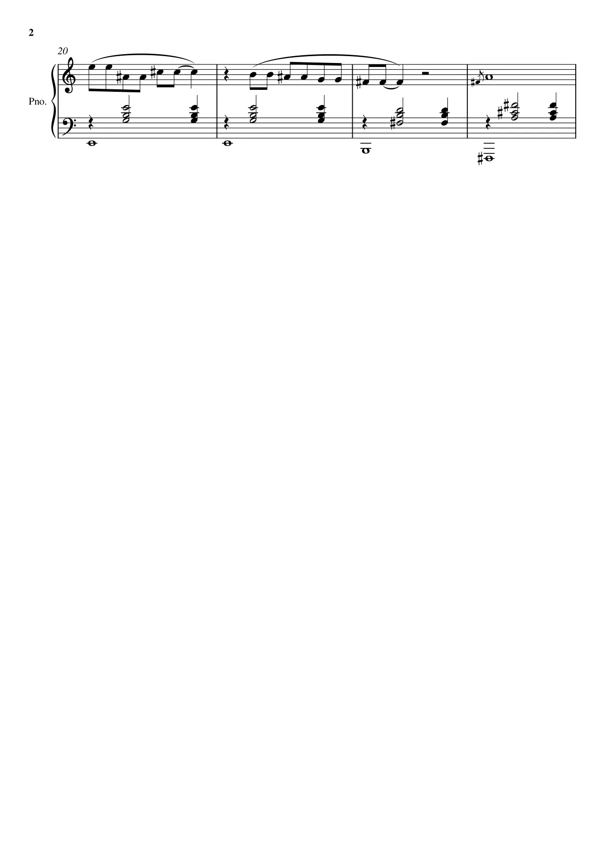 Sheet music page 2 Gnossienne No. 1 - Intermediate Version