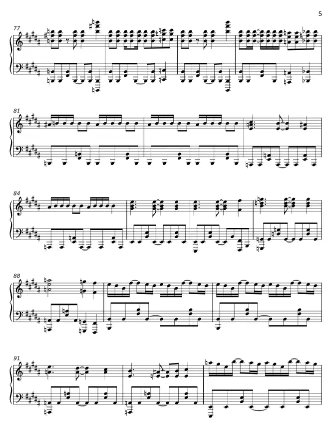 Sheet music page 5 Go!!! - Advanced Version