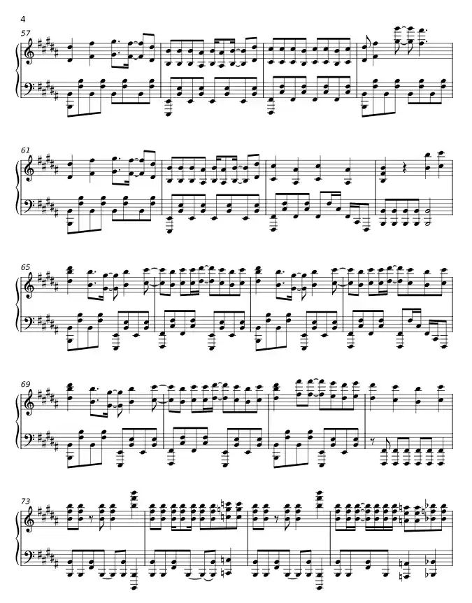 Sheet music page 4 Go!!! - Advanced Version