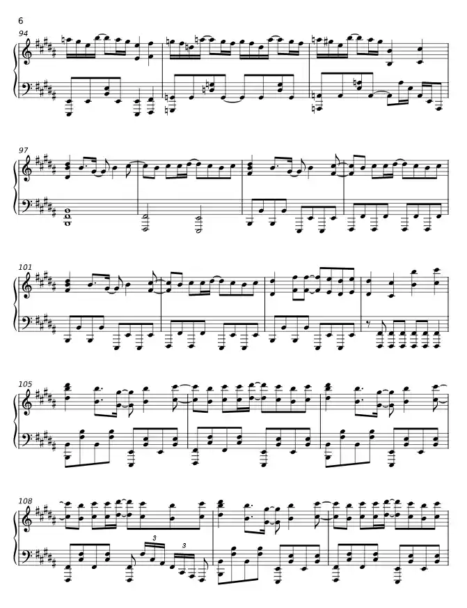 Sheet music page 6 Go!!! - Advanced Version