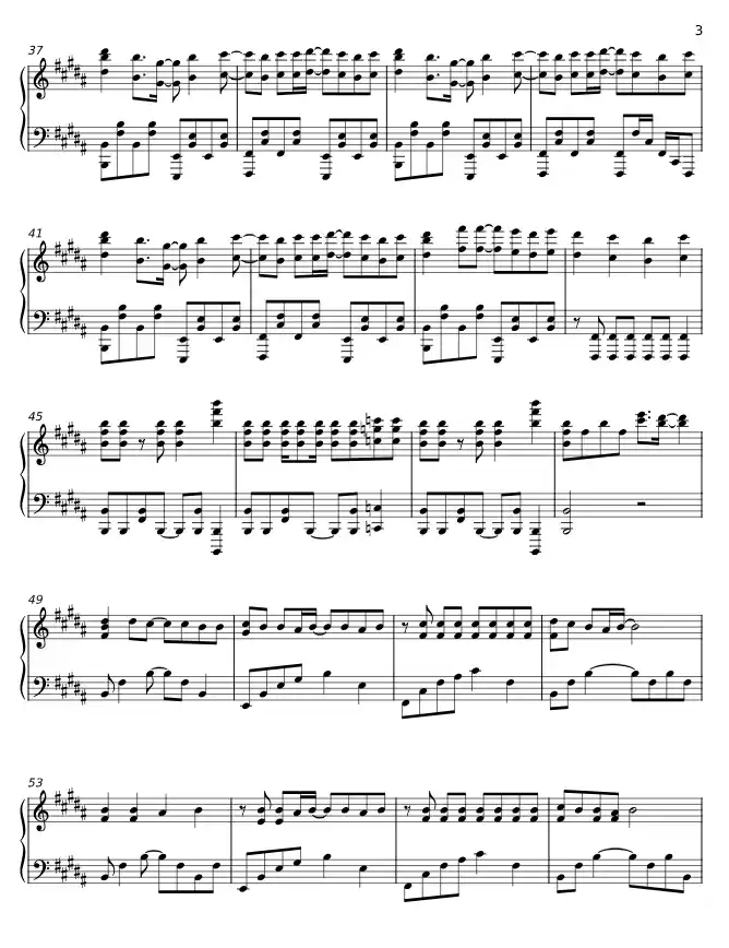 Sheet music page 3 Go!!! - Advanced Version