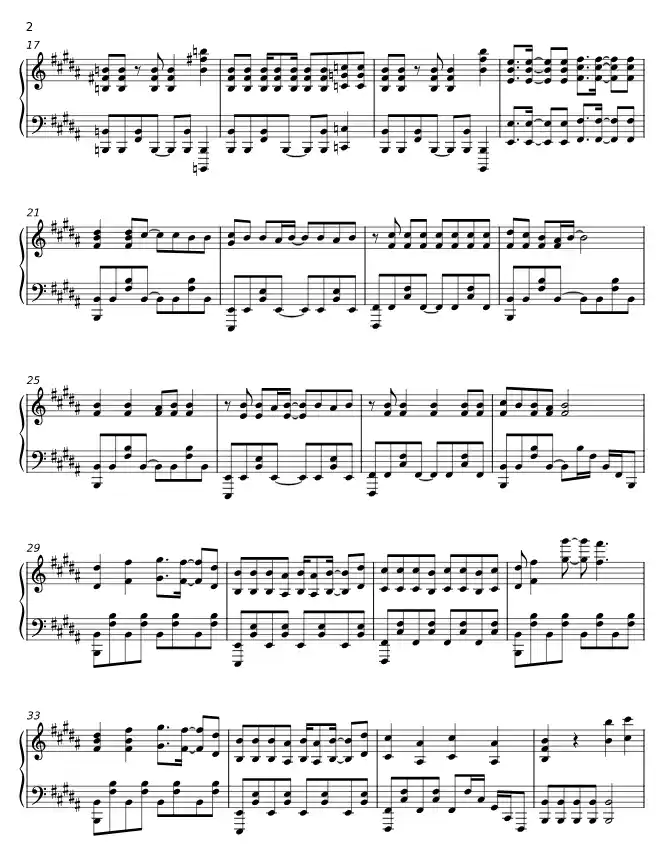 Sheet music page 2 Go!!! - Advanced Version