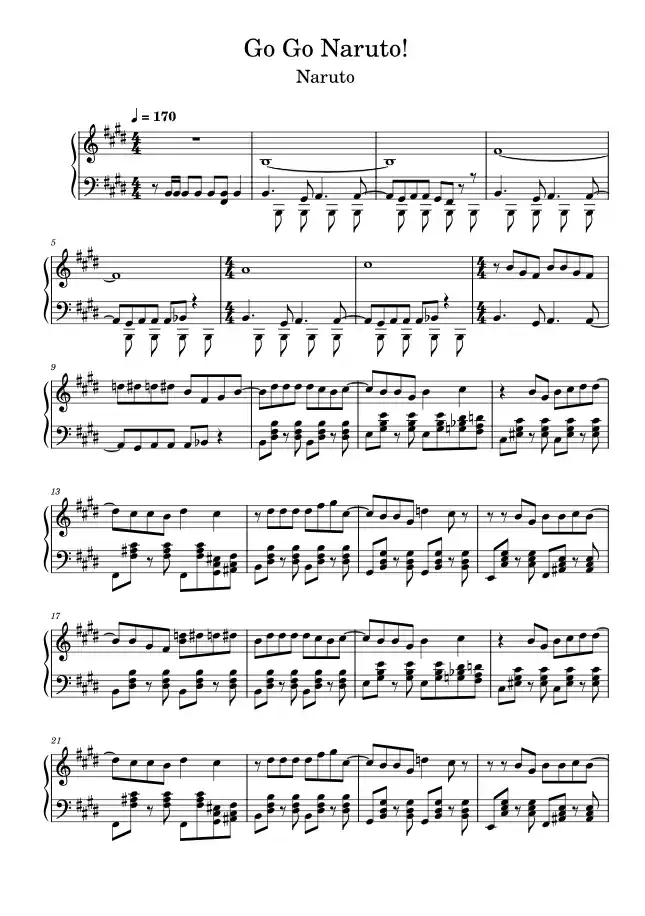 Sheet music page 1 Go!!! - Intermediate Version