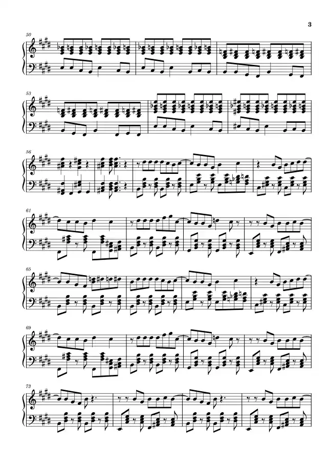 Sheet music page 3 Go!!! - Intermediate Version