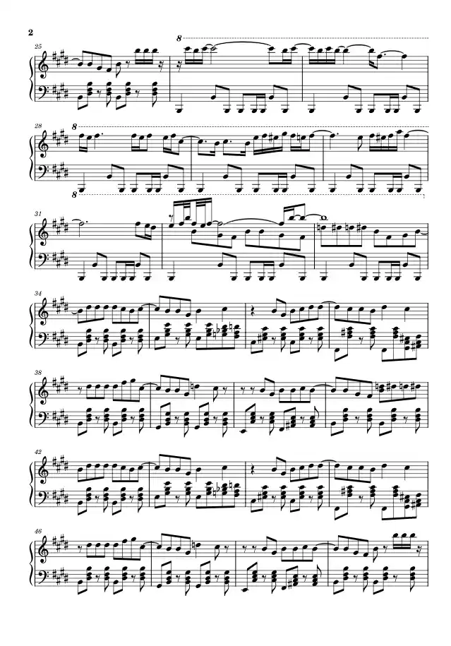 Sheet music page 2 Go!!! - Intermediate Version