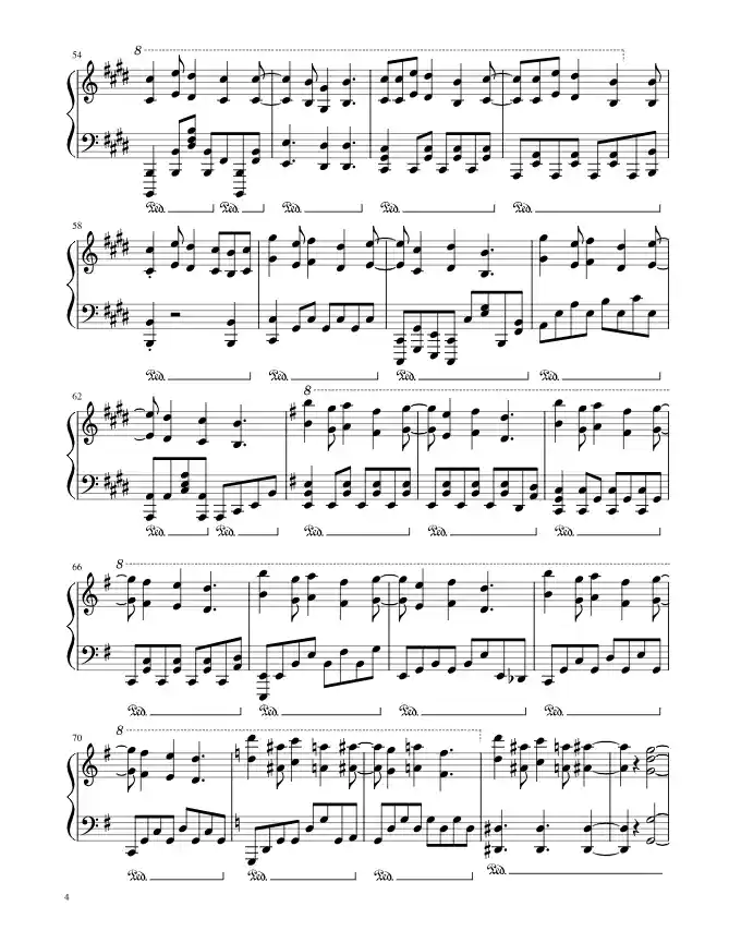 Sheet music page 4 Guren no Yumiya - Advanced Version