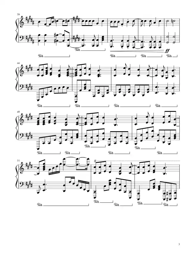 Sheet music page 3 Guren no Yumiya - Advanced Version