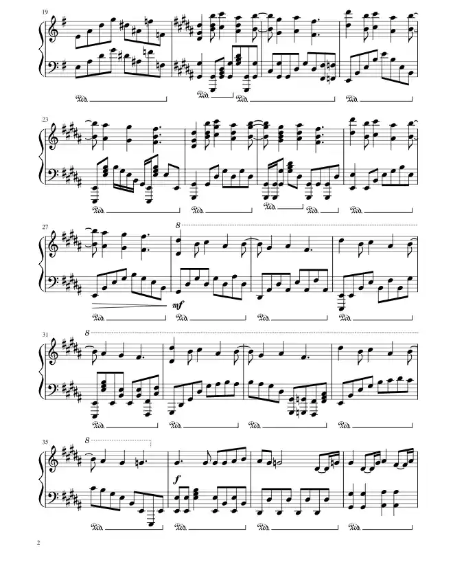 Sheet music page 2 Guren no Yumiya - Advanced Version
