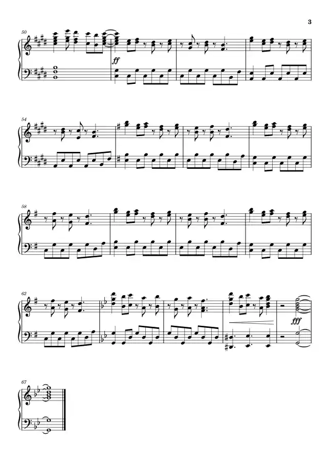 Sheet music page 3 Guren no Yumiya - Intermediate Version