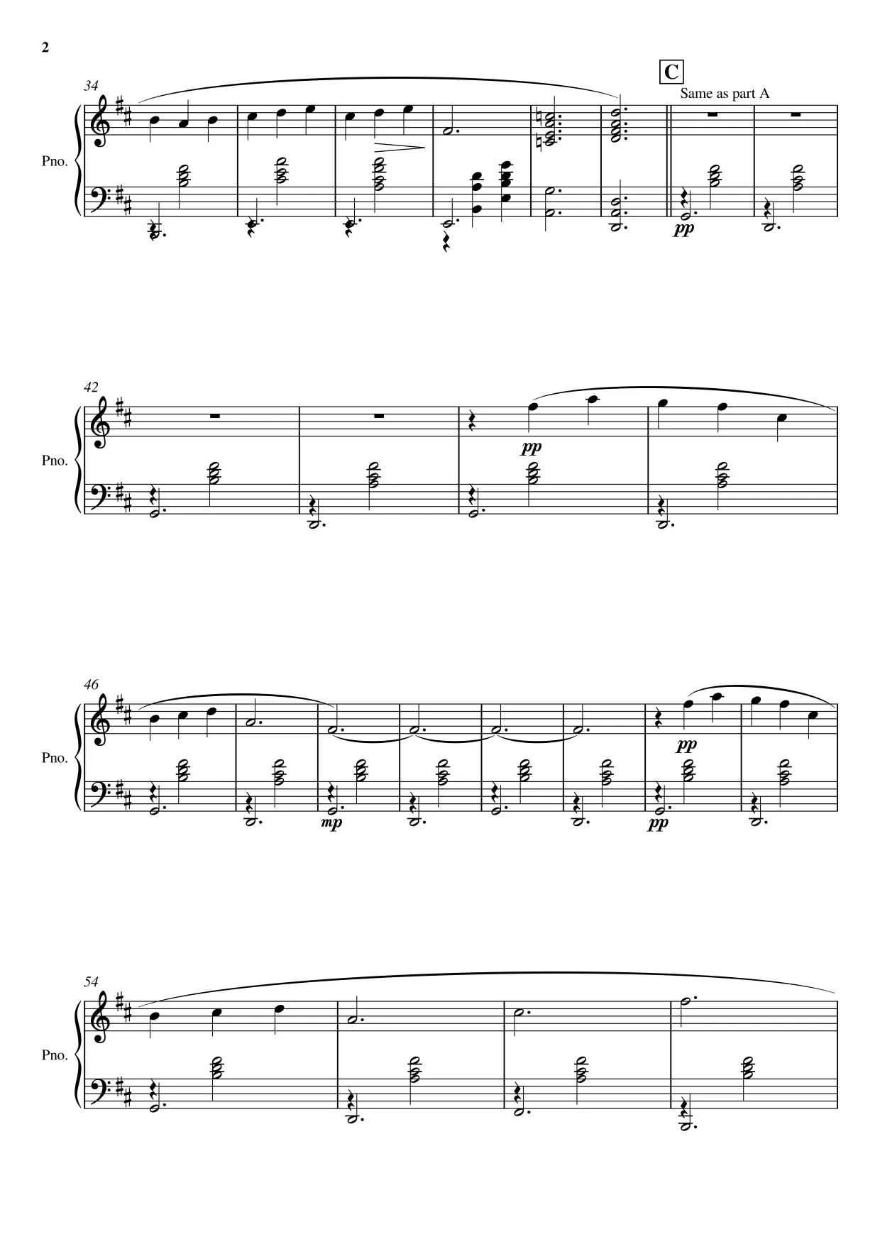 Sheet music page 2 Gymnopédie No. 1 - Intermediate Version