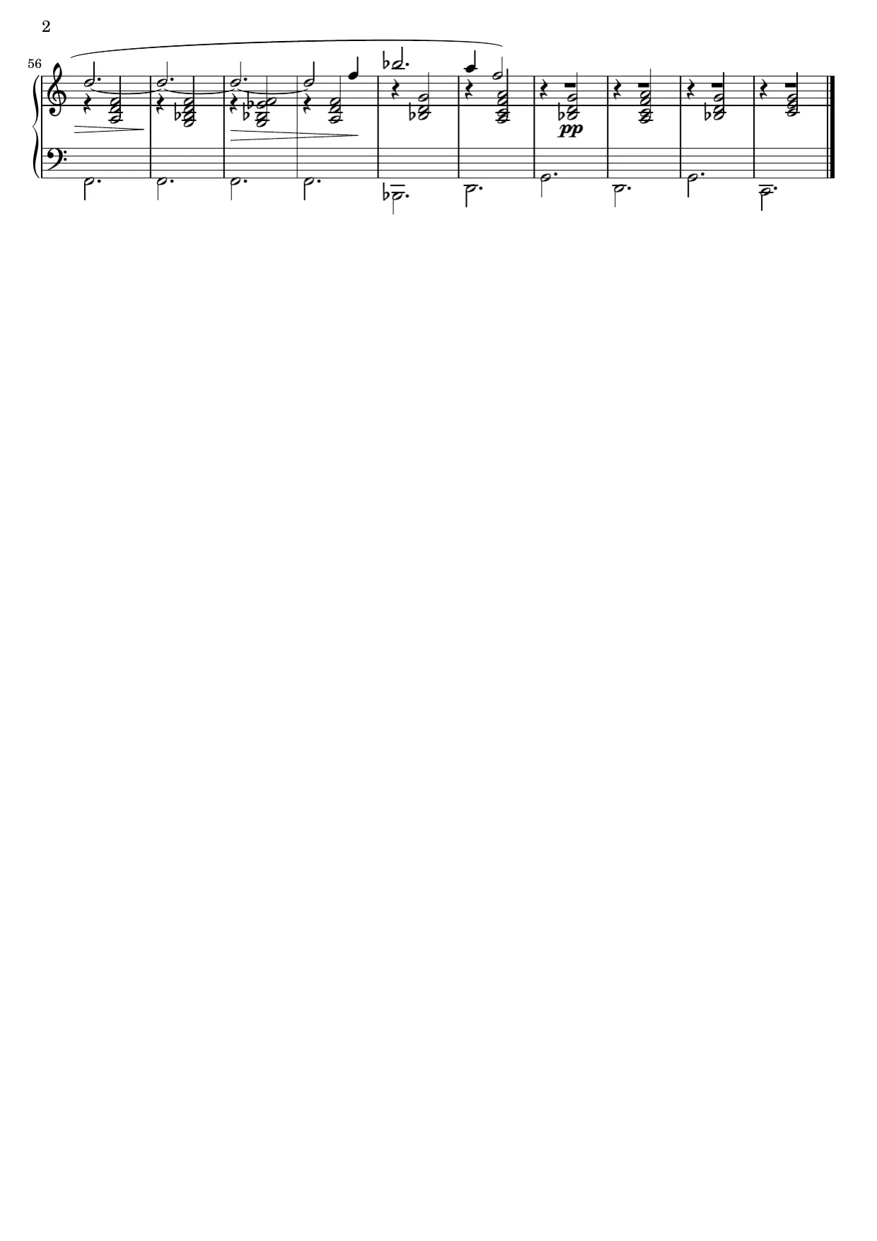 Sheet music page 2, Gymnopédie No. 2 - Intermediate Version