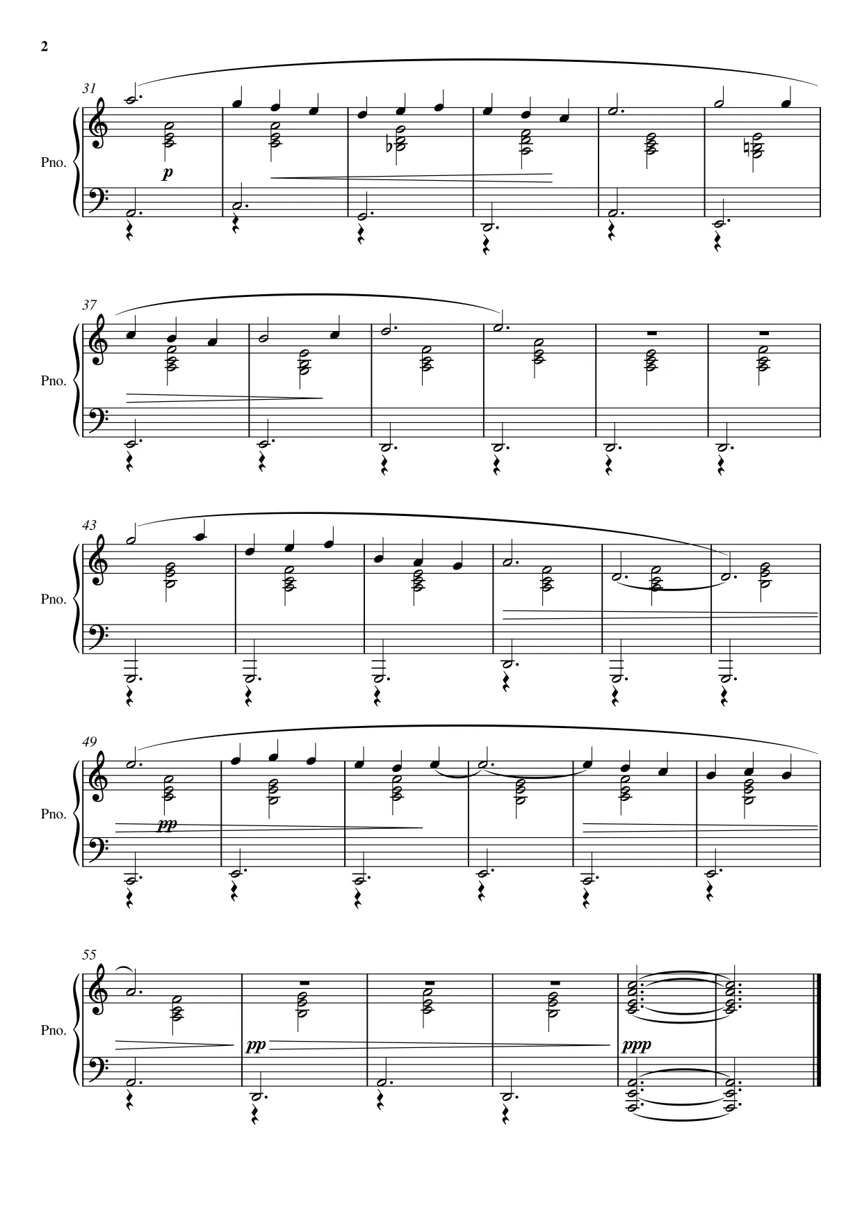 Sheet music page 2 Gymnopédie No. 3 - Beginner Version
