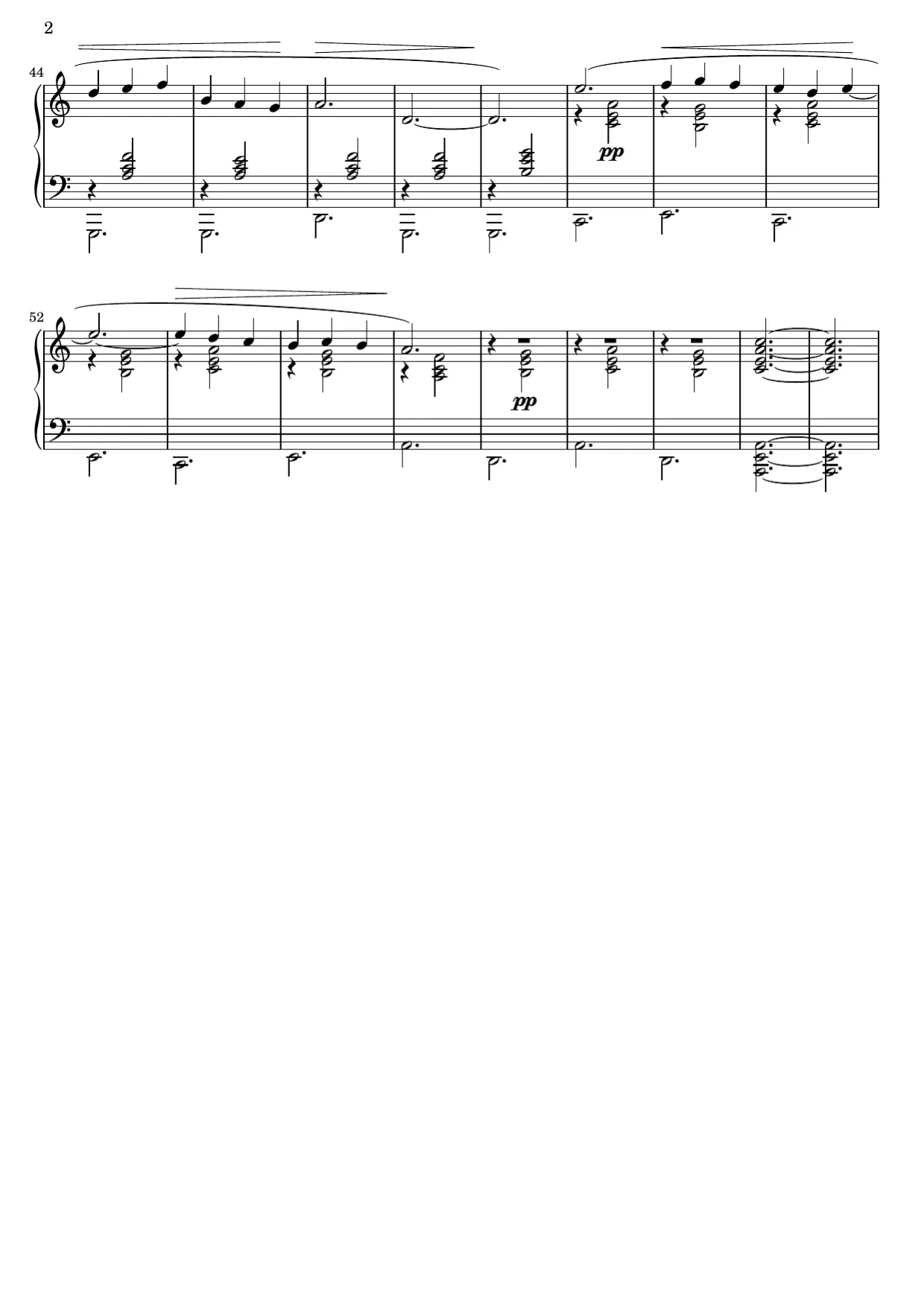 Sheet music page 2, Gymnopédie No. 3 - Intermediate Version