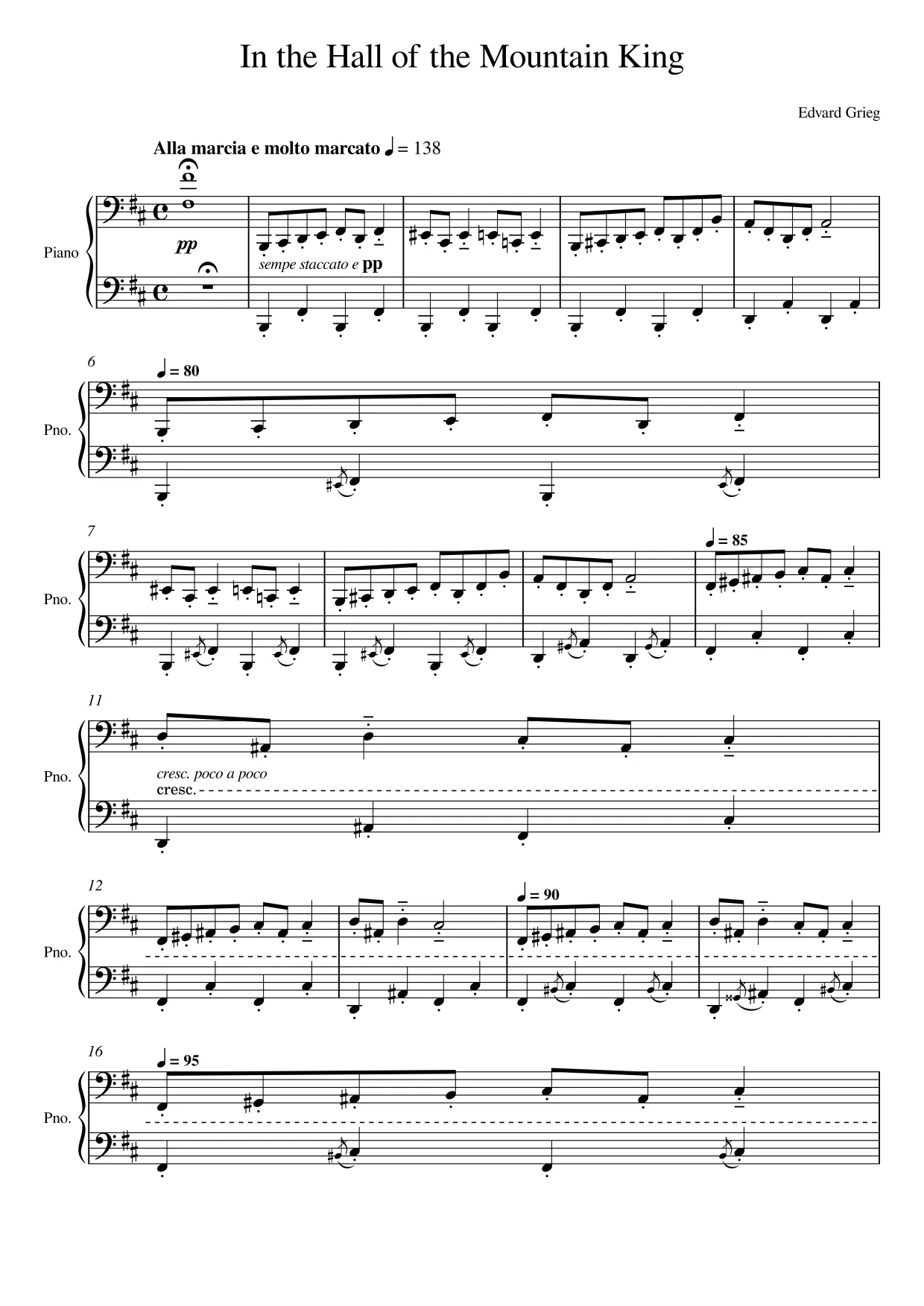 Sheet music page 1 In the Hall of the Mountain King - Advanced Version