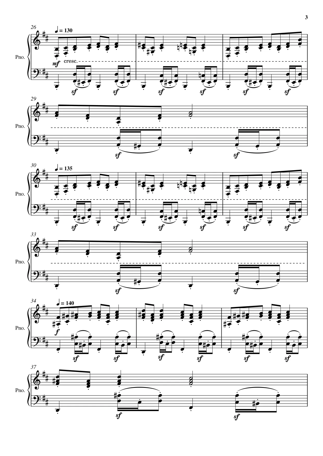 Sheet music page 3 In the Hall of the Mountain King - Advanced Version