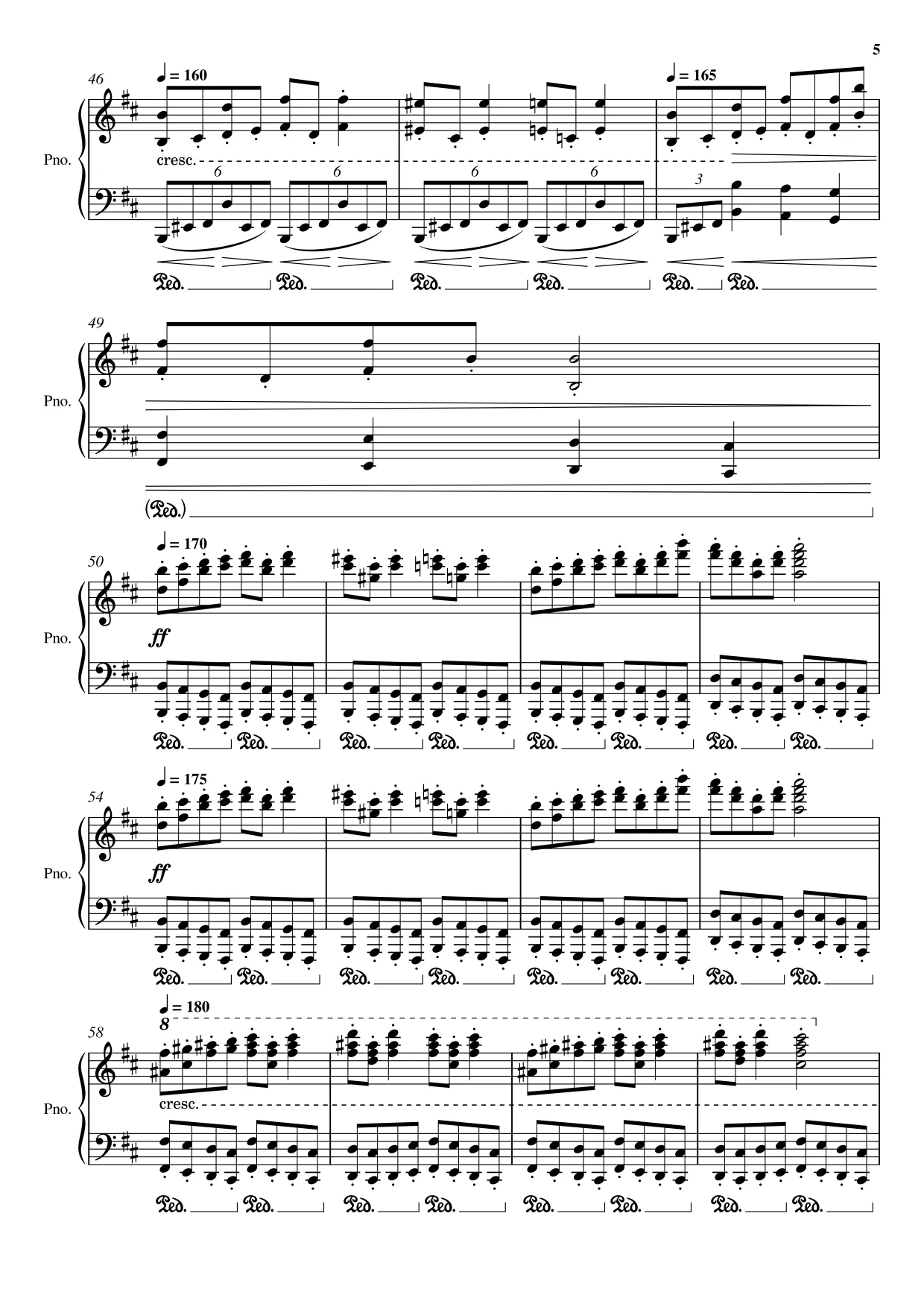Sheet music page 5 In the Hall of the Mountain King - Advanced Version