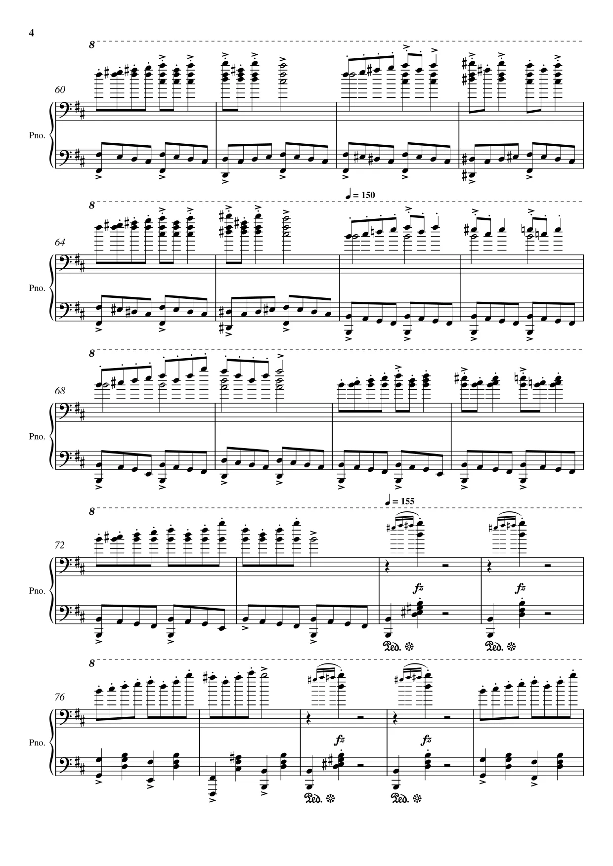 Sheet music page 4 In the Hall of the Mountain King - Beginner Version