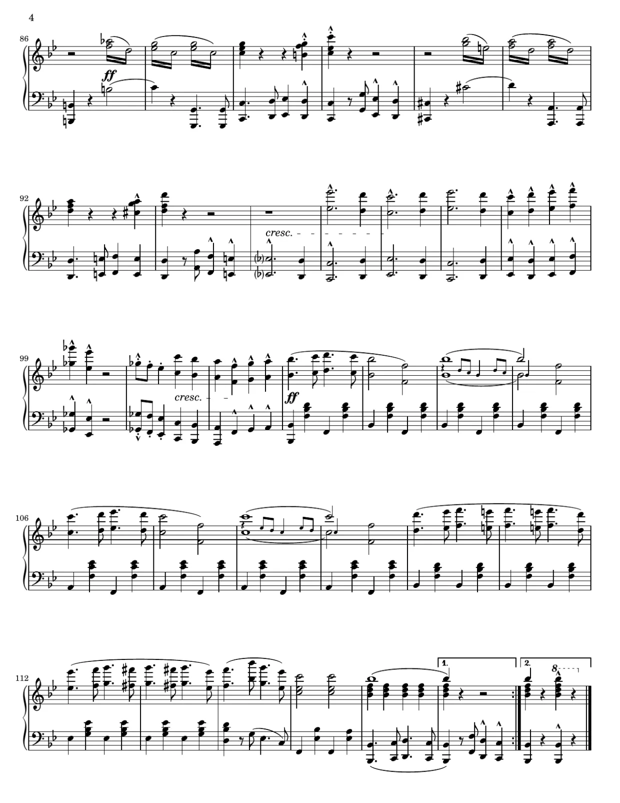 乐谱第 4 页，海上握手进行曲（Hands Across the Sea） - 中级版本