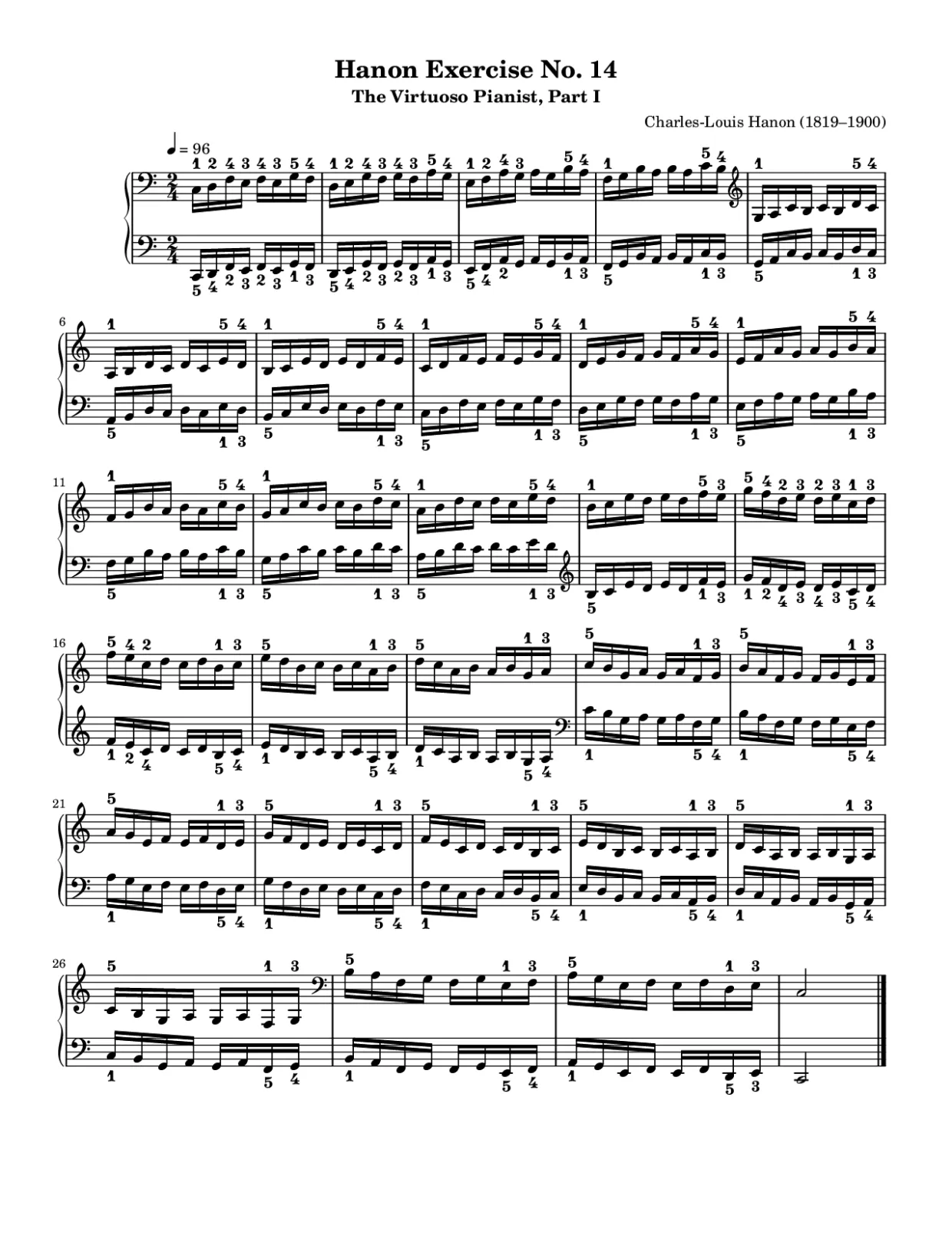 Sheet music page 1, Hanon Exercise No. 14 - Intermediate Version