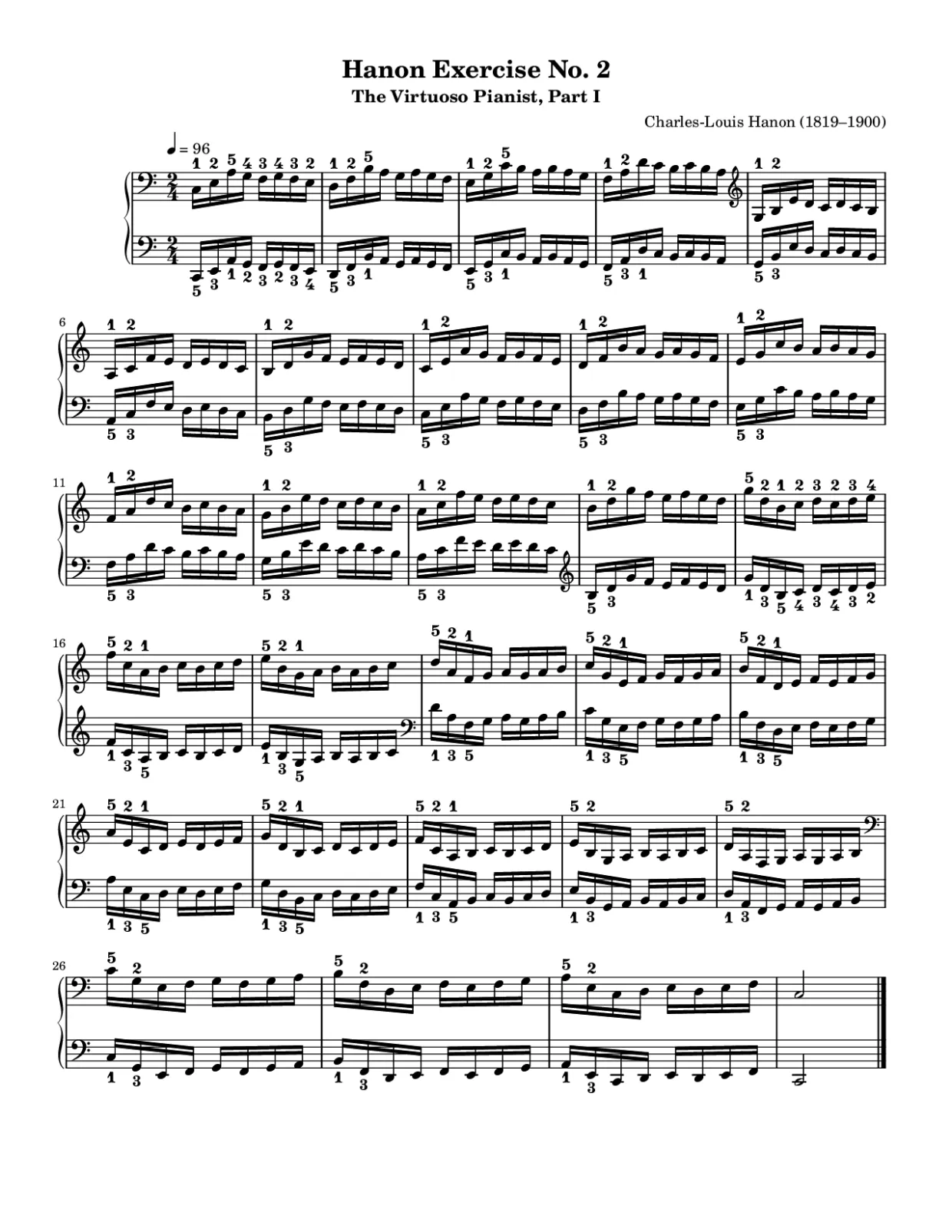 Sheet music page 1, Hanon Exercise No. 2 - Intermediate Version