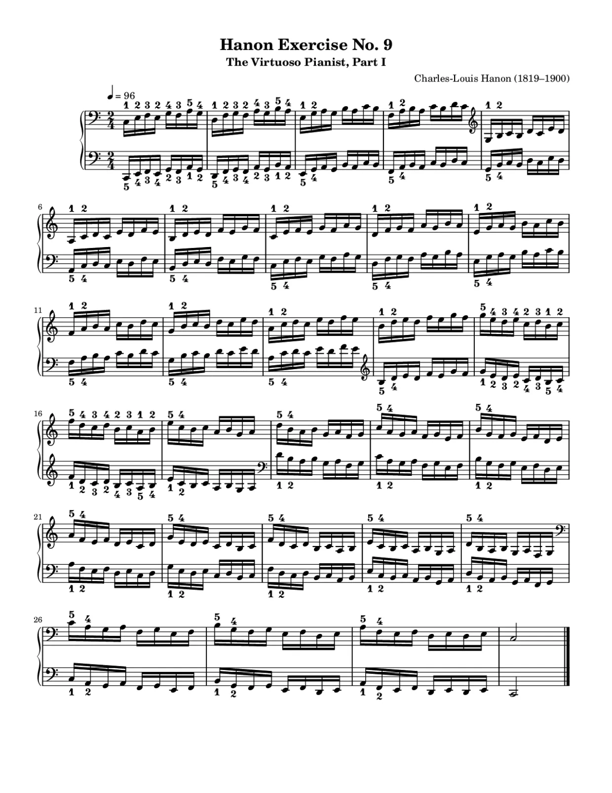 Sheet music page 1, Hanon Exercise No. 9 - Intermediate Version