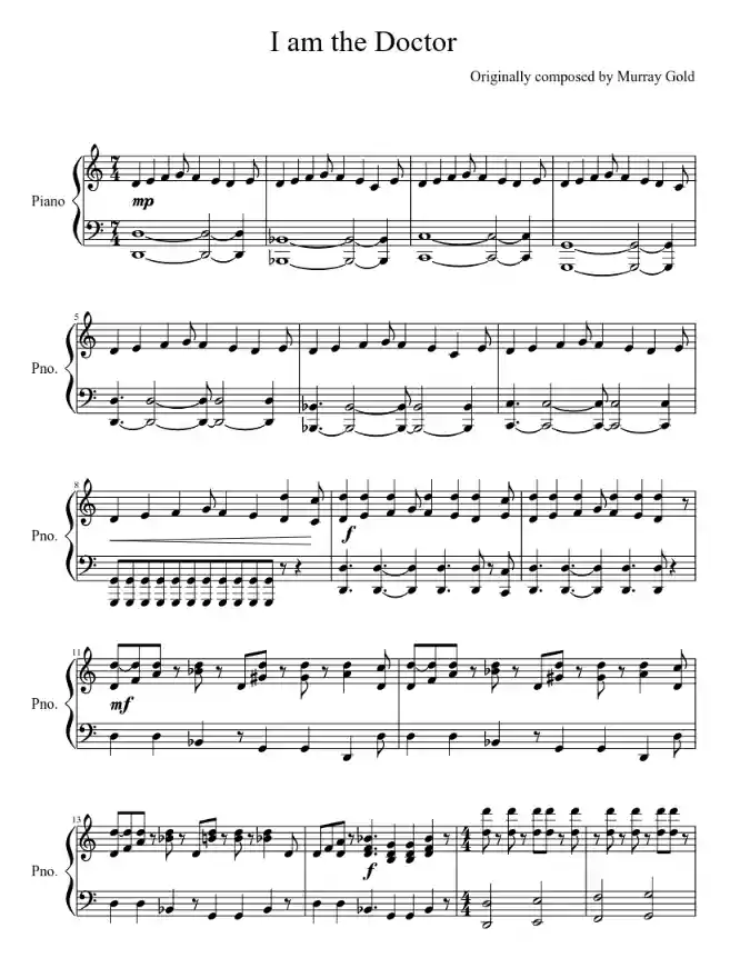 Sheet music page 1 I Am The Doctor - Beginner Version