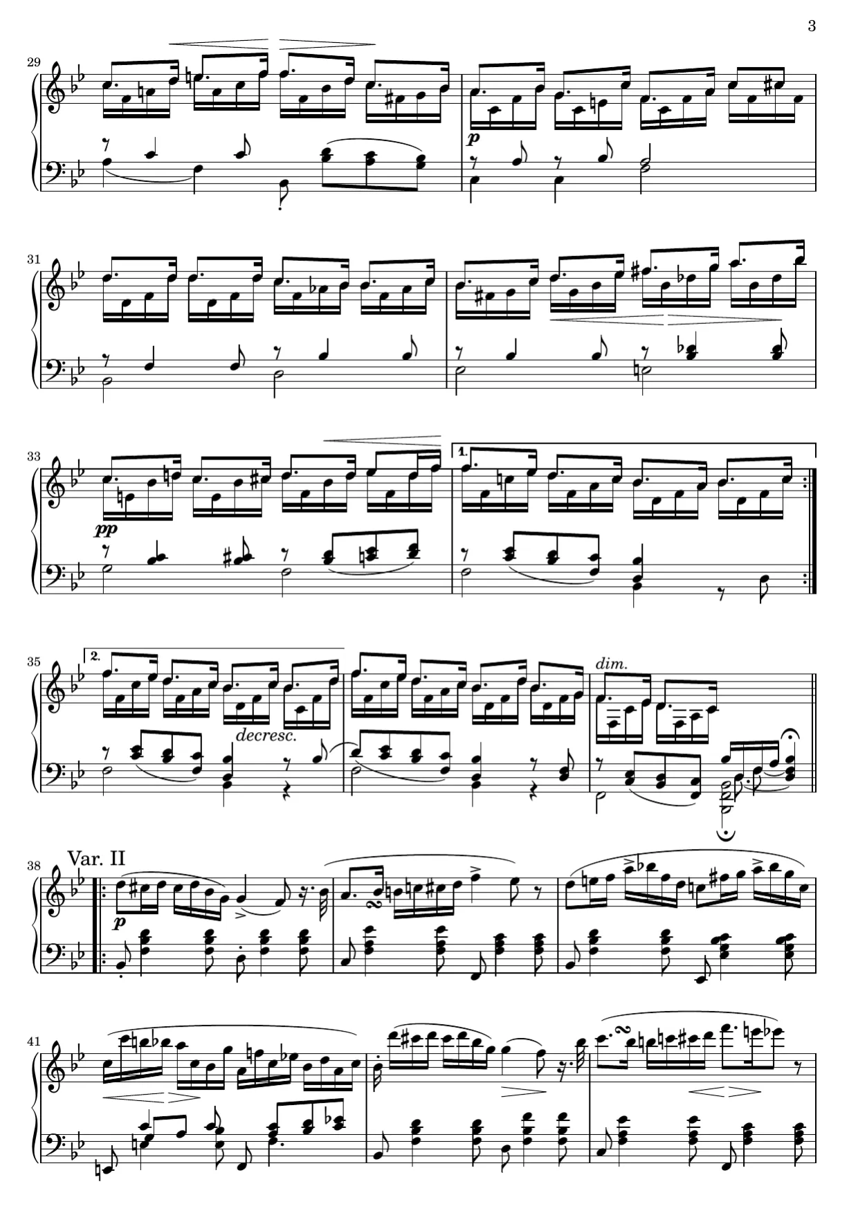 Sheet music page 3, Impromptu in B-flat Major (Op. 142 No. 3) - Advanced Version
