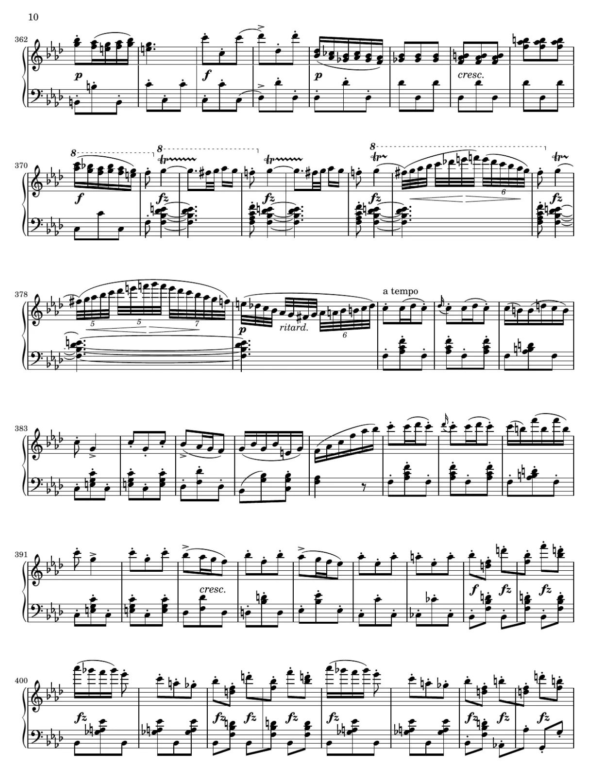 Notenseite 10, Impromptu f-Moll (op. 142 Nr. 4) - Fortgeschrittene Version