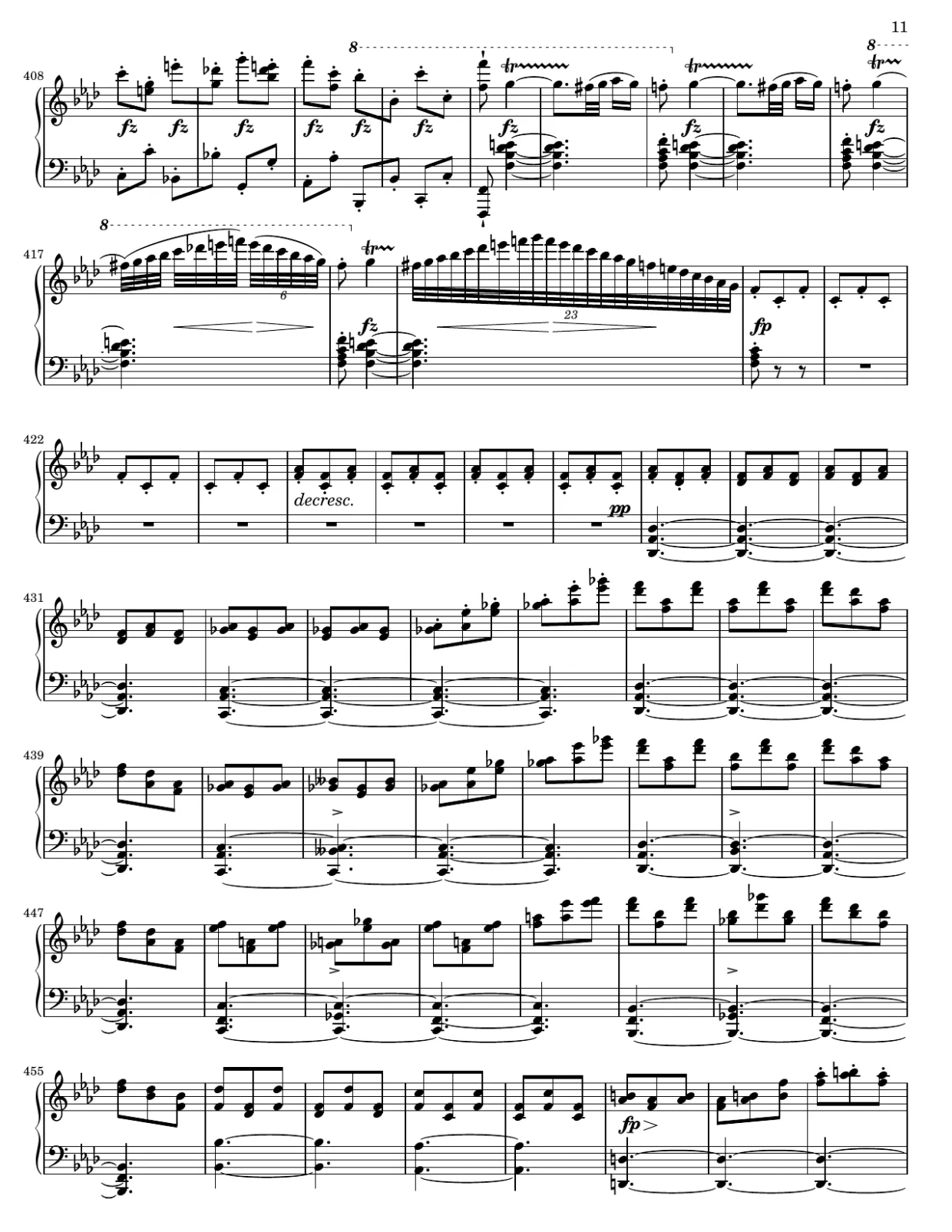 Notenseite 11, Impromptu f-Moll (op. 142 Nr. 4) - Fortgeschrittene Version