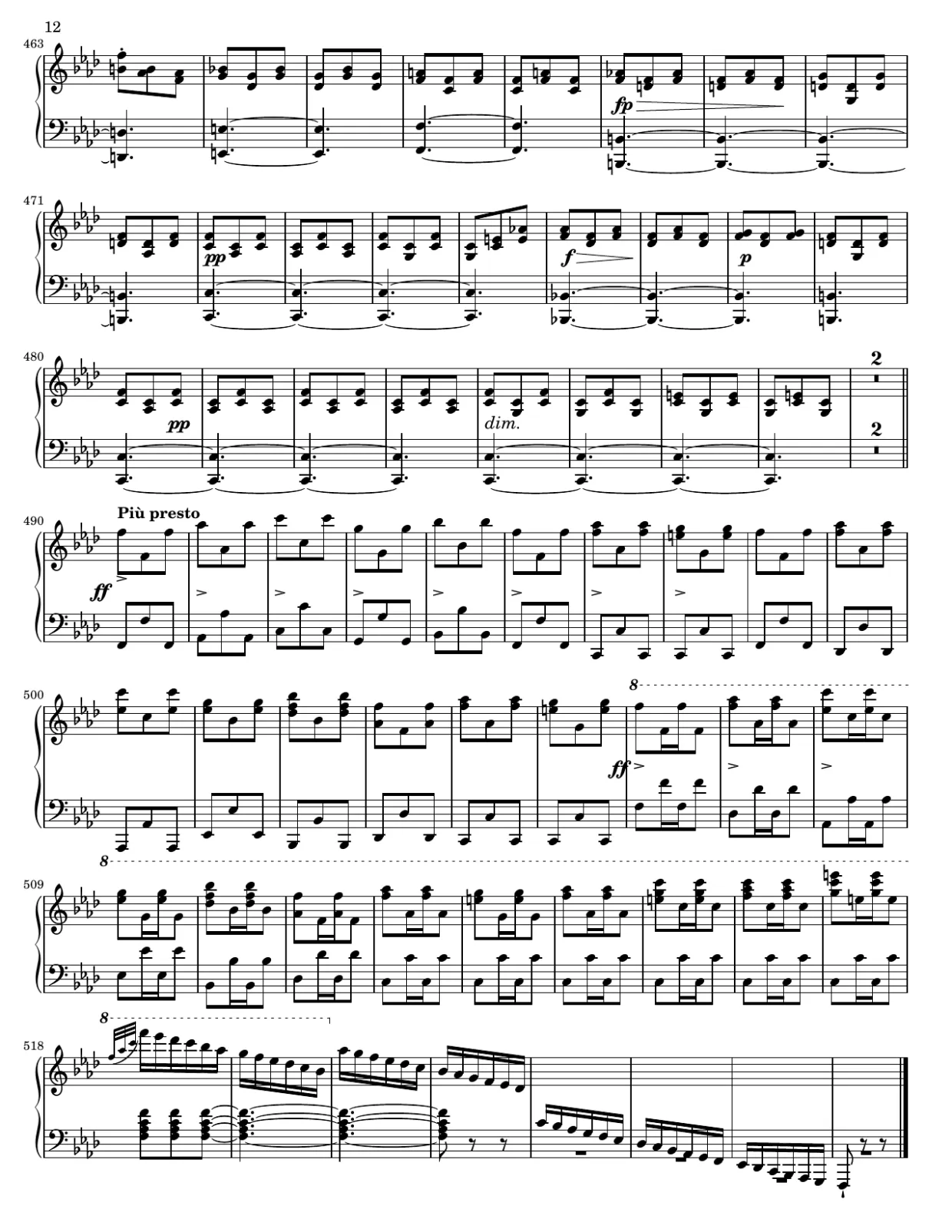 Notenseite 12, Impromptu f-Moll (op. 142 Nr. 4) - Fortgeschrittene Version