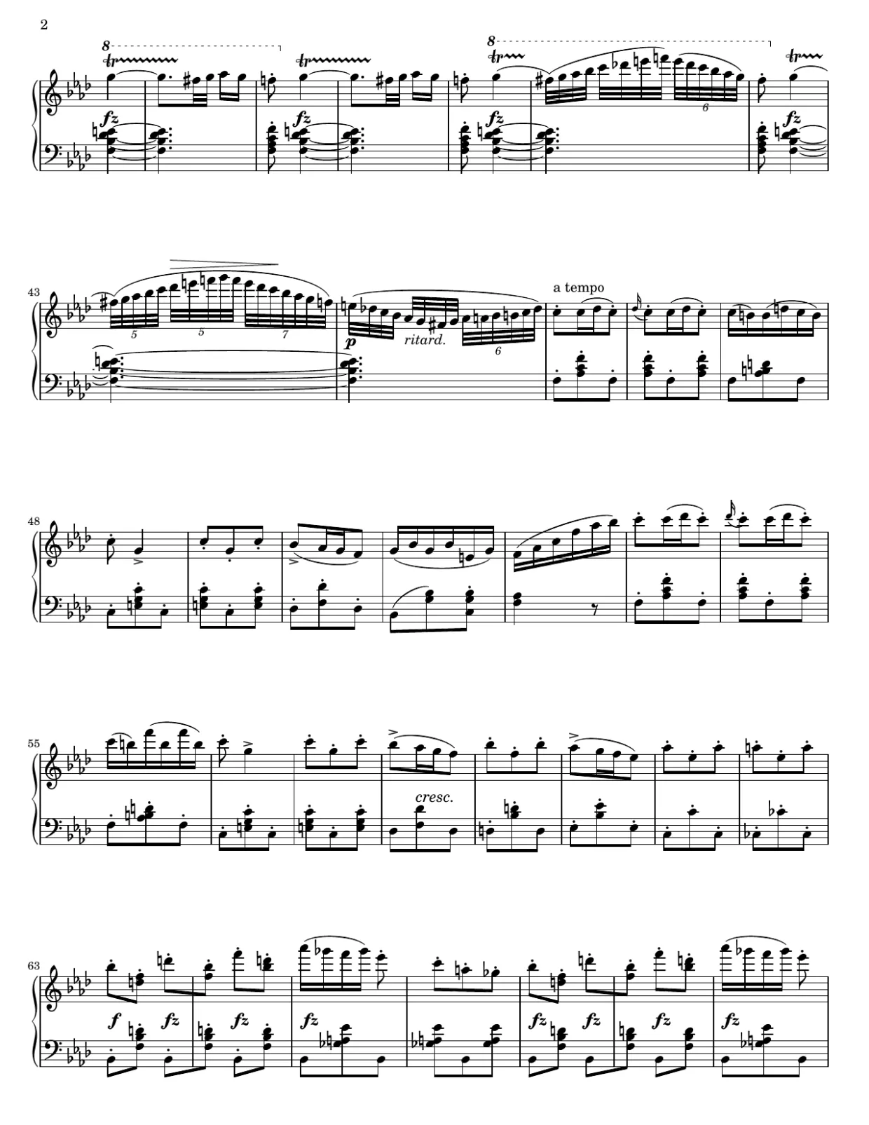 Notenseite 2, Impromptu f-Moll (op. 142 Nr. 4) - Fortgeschrittene Version