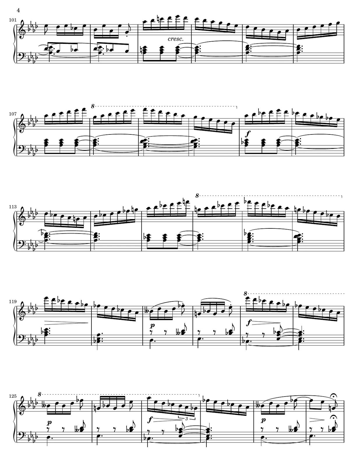 Notenseite 4, Impromptu f-Moll (op. 142 Nr. 4) - Fortgeschrittene Version