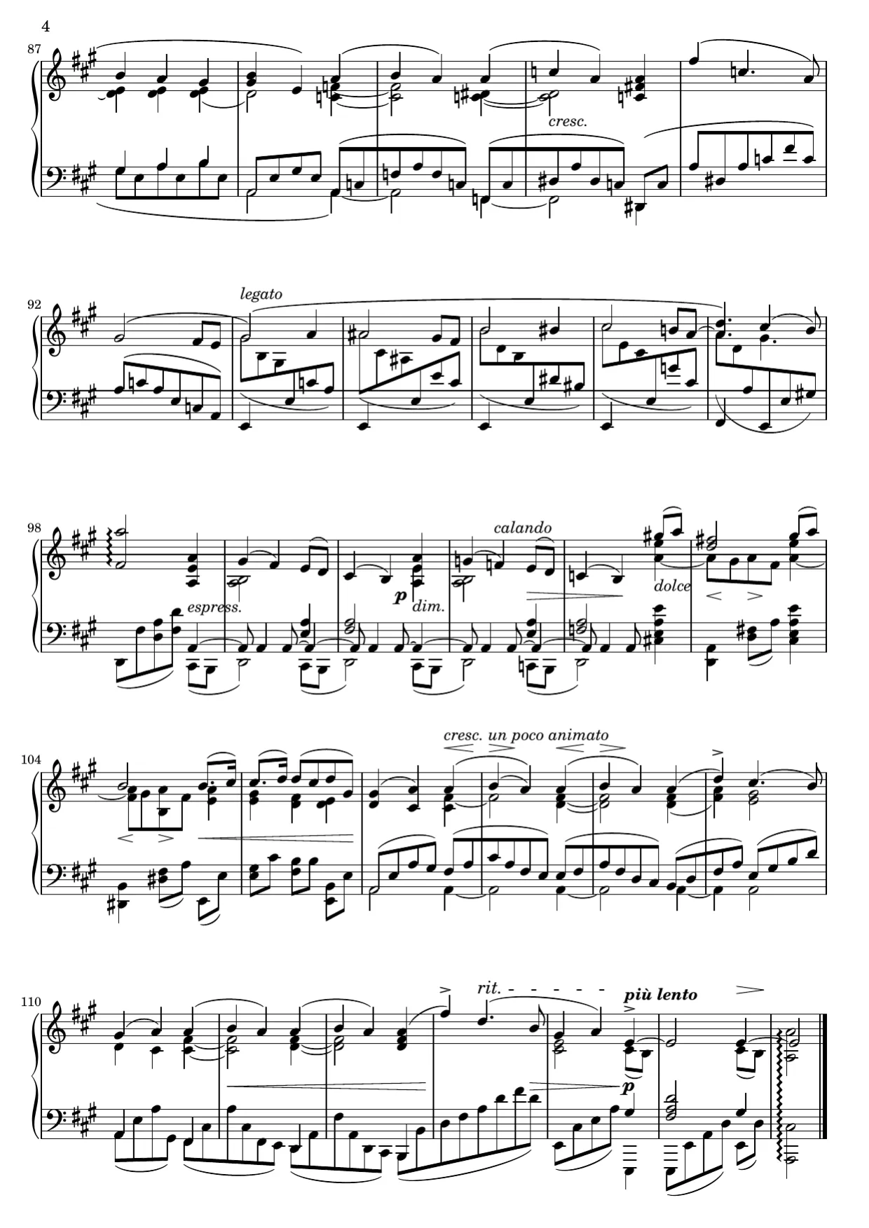 Sheet music page 4, Intermezzo in A Major (Op. 118 No. 2) - Advanced Version