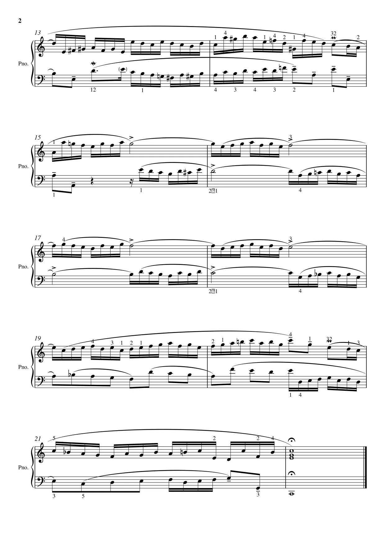 Sheet music page 2 Invention No. 1 in C major - Advanced Version