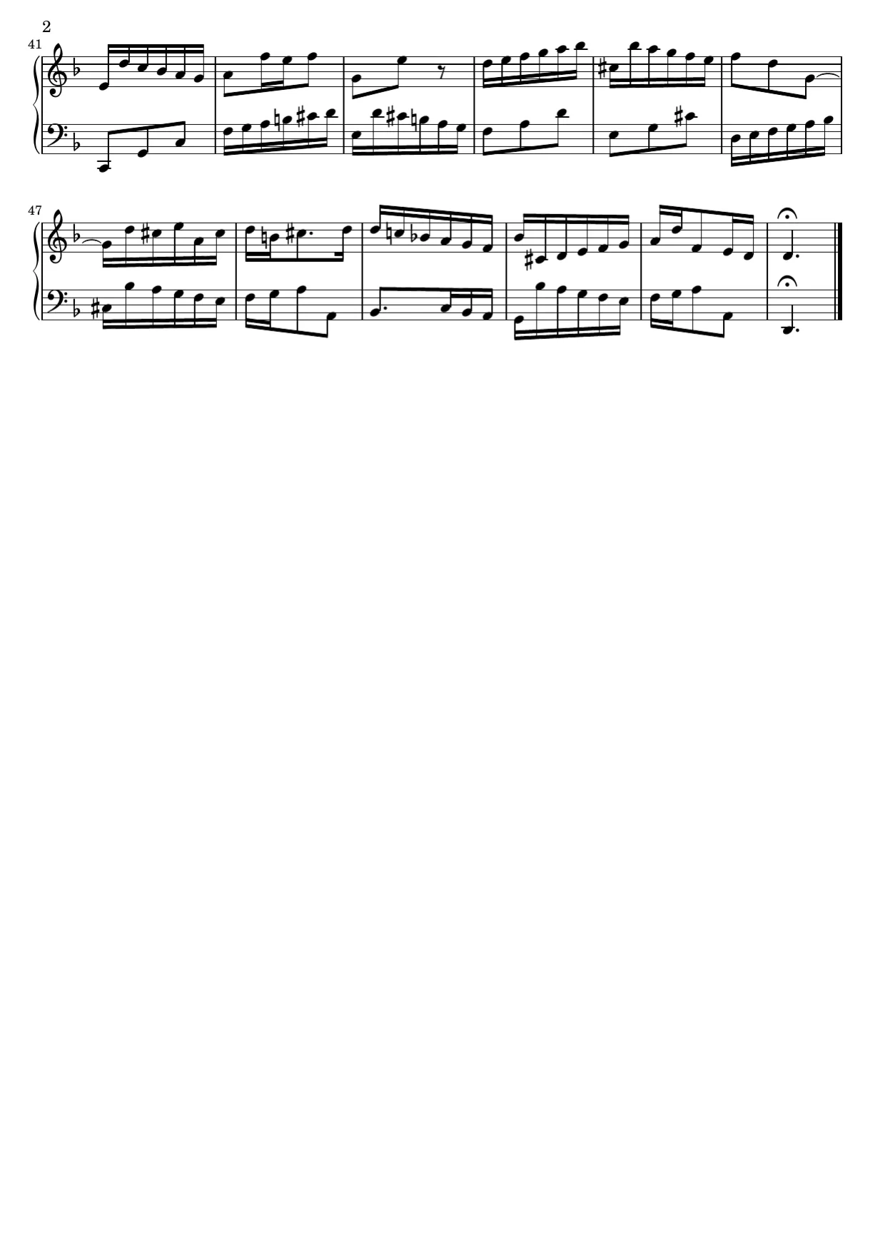 Sheet music page 2, Invention No. 4 in D Minor (BWV 775) - Intermediate Version