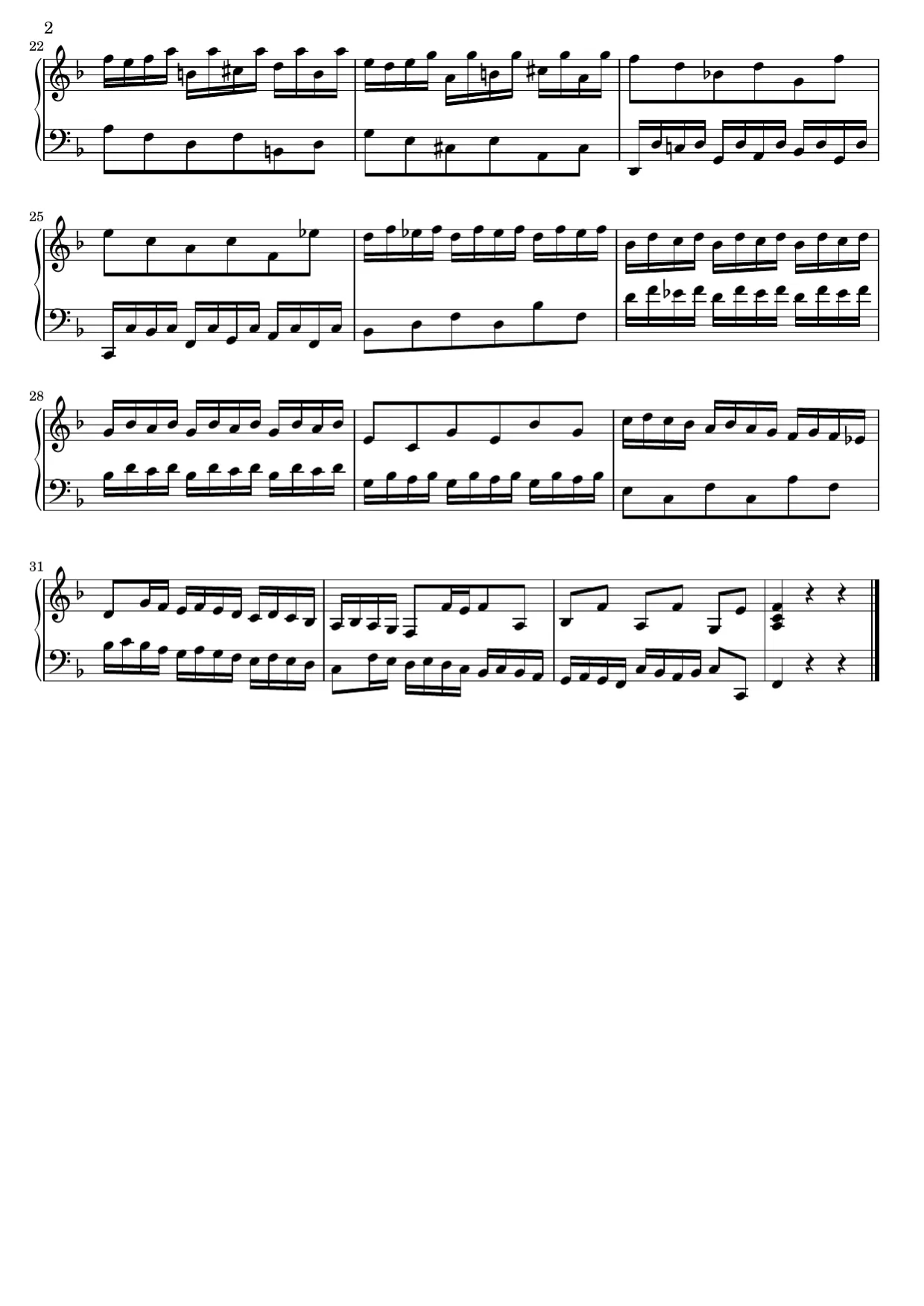 Sheet music page 2, Invention No. 8 in F Major (BWV 779) - Intermediate Version