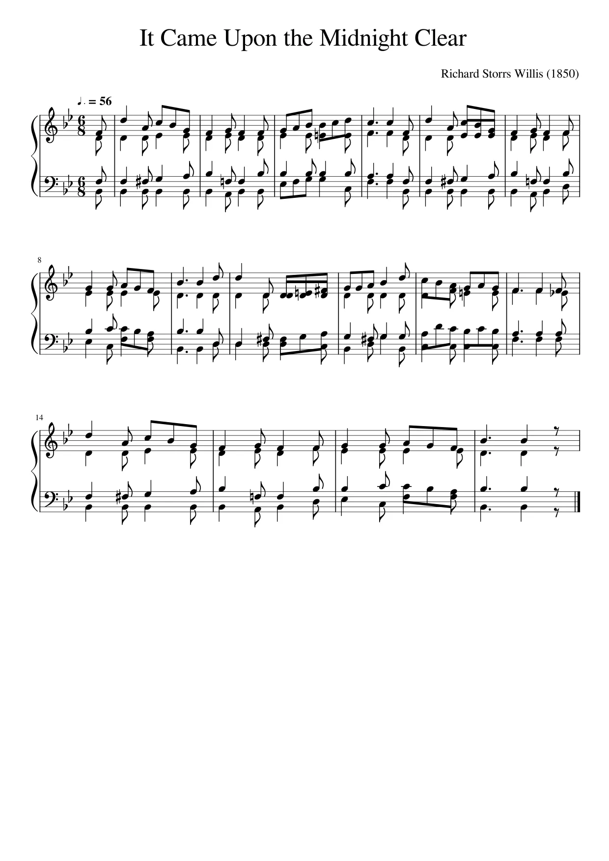 Sheet music page 1, It Came Upon the Midnight Clear - Intermediate Version