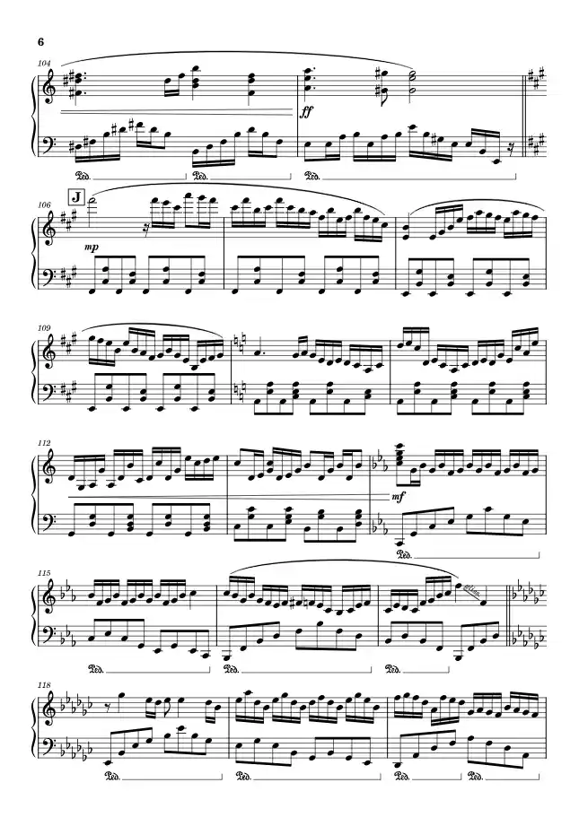 Sheet music page 6 Jiyuu no Tsubasa - Advanced Version