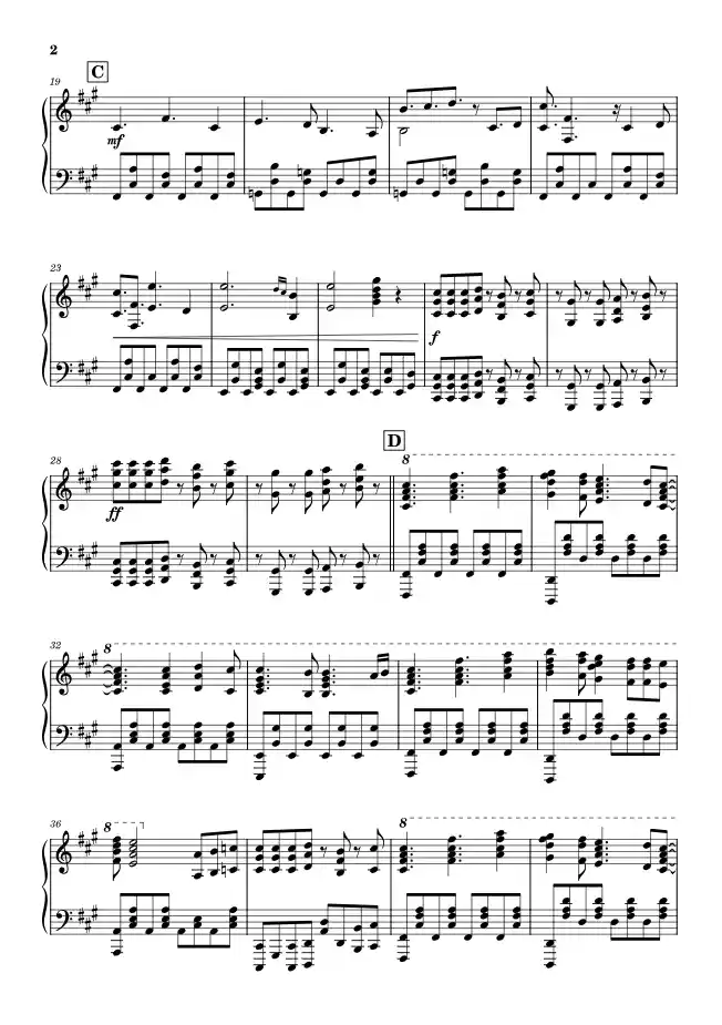 Sheet music page 2 Jiyuu no Tsubasa - Advanced Version