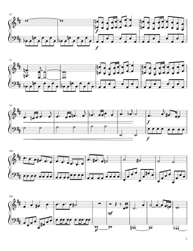 Sheet music page 5 Jiyuu no Tsubasa - Intermediate Version