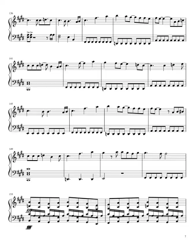 Sheet music page 7 Jiyuu no Tsubasa - Intermediate Version