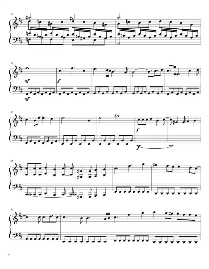 Sheet music page 2 Jiyuu no Tsubasa - Intermediate Version