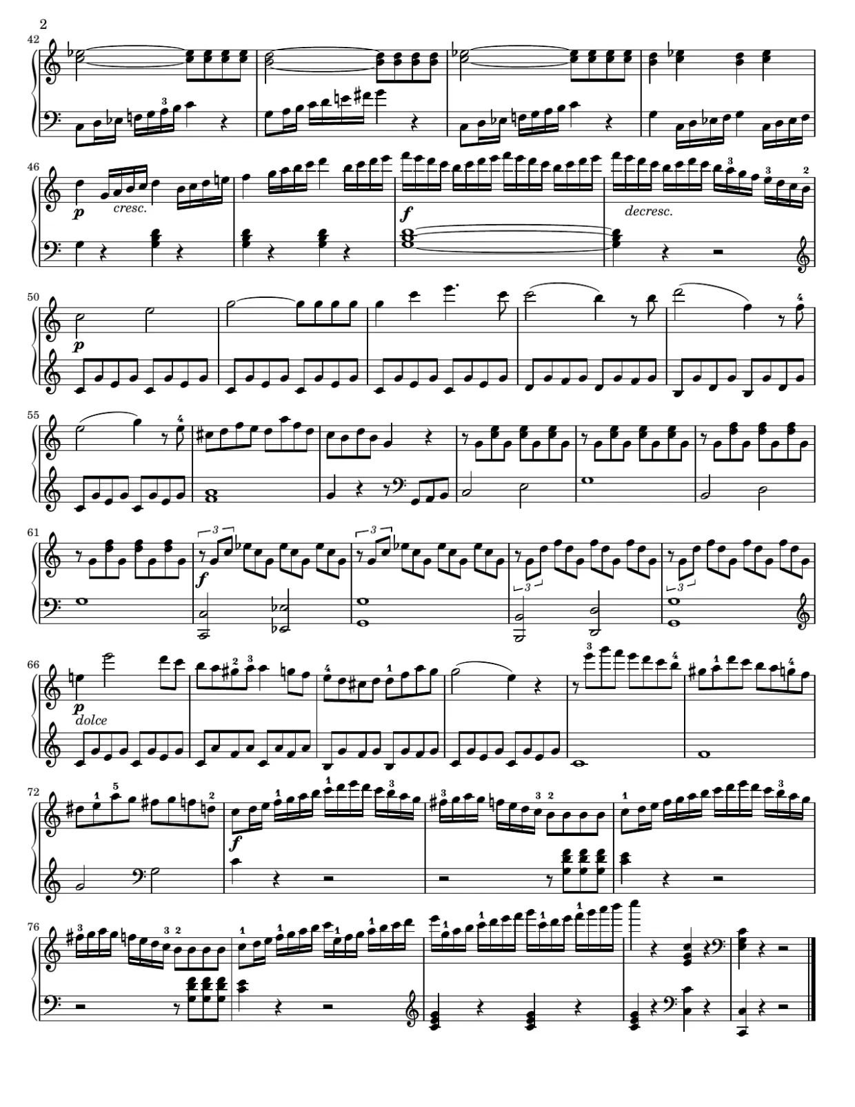 Pagina 2 dello spartito, Sonatina op. 20 n. 1 di Kuhlau - Versione intermedia