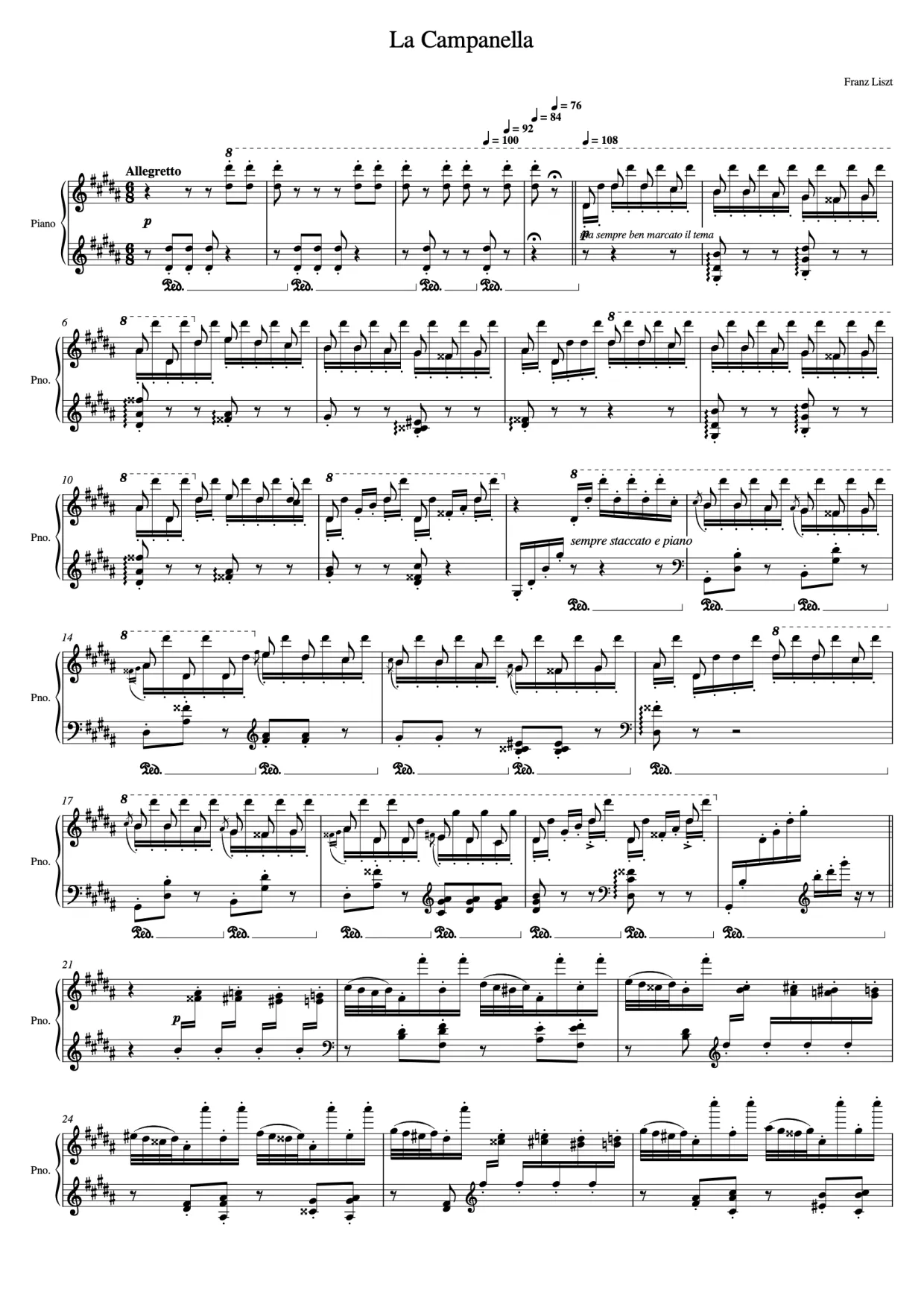 Sheet music page 1 La Campanella - Advanced Version
