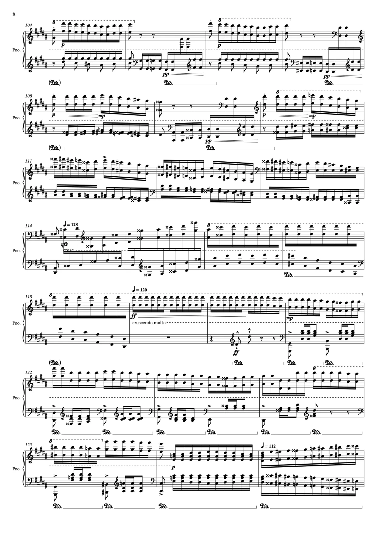 Sheet music page 8 La Campanella - Advanced Version