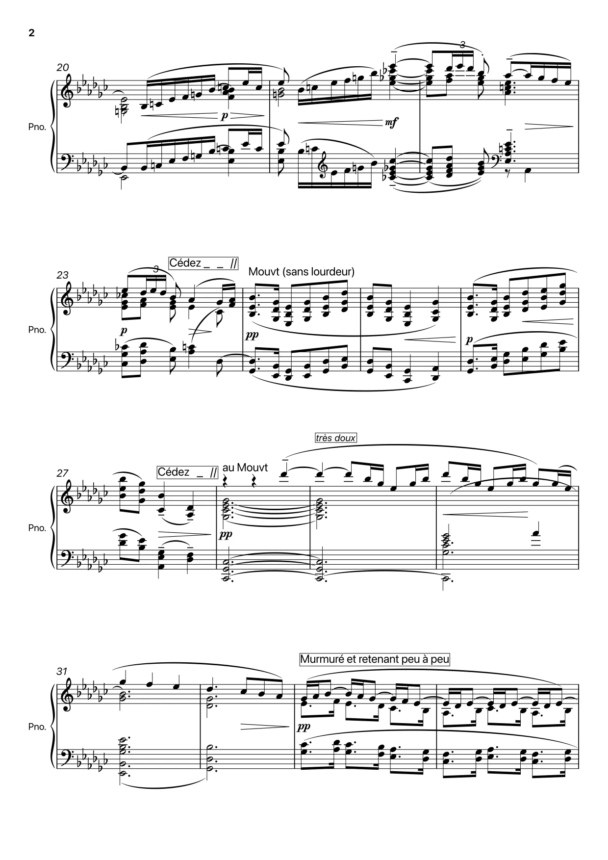 Sheet music page 2 The Girl with the Flaxen Hair - Advanced Version