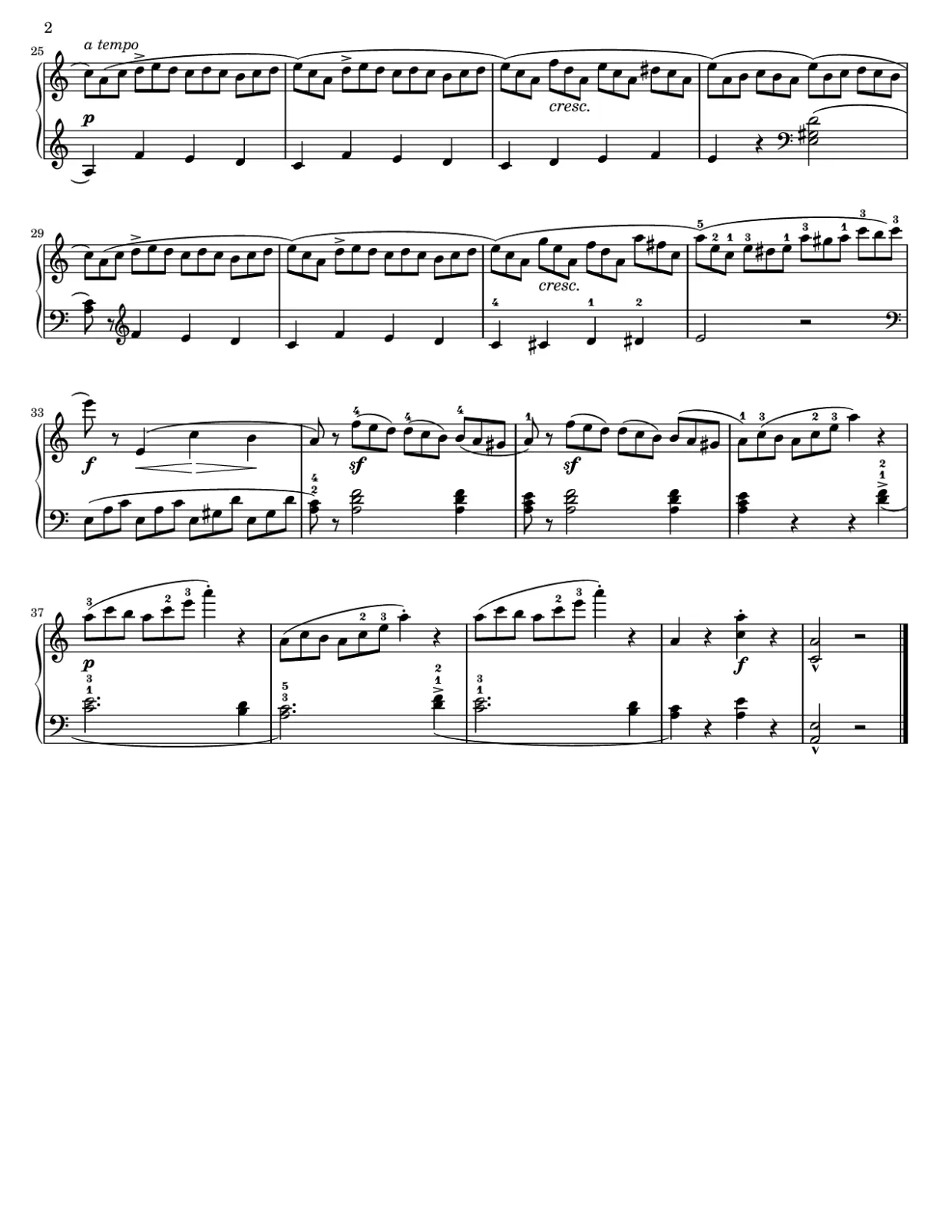 Sheet music page 2, L'Adieu (Burgmüller) - Intermediate Version