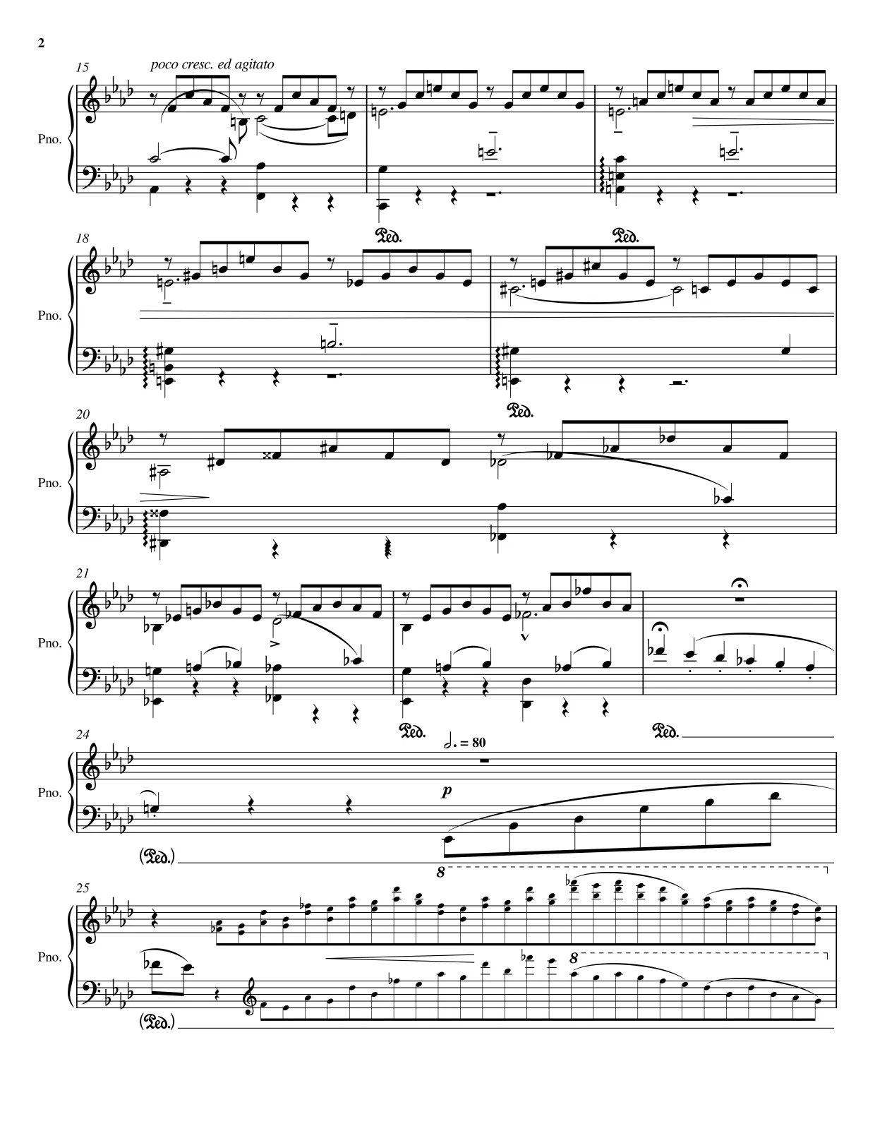 Sheet music page 2 Liebestraum No. 3 - Advanced Version