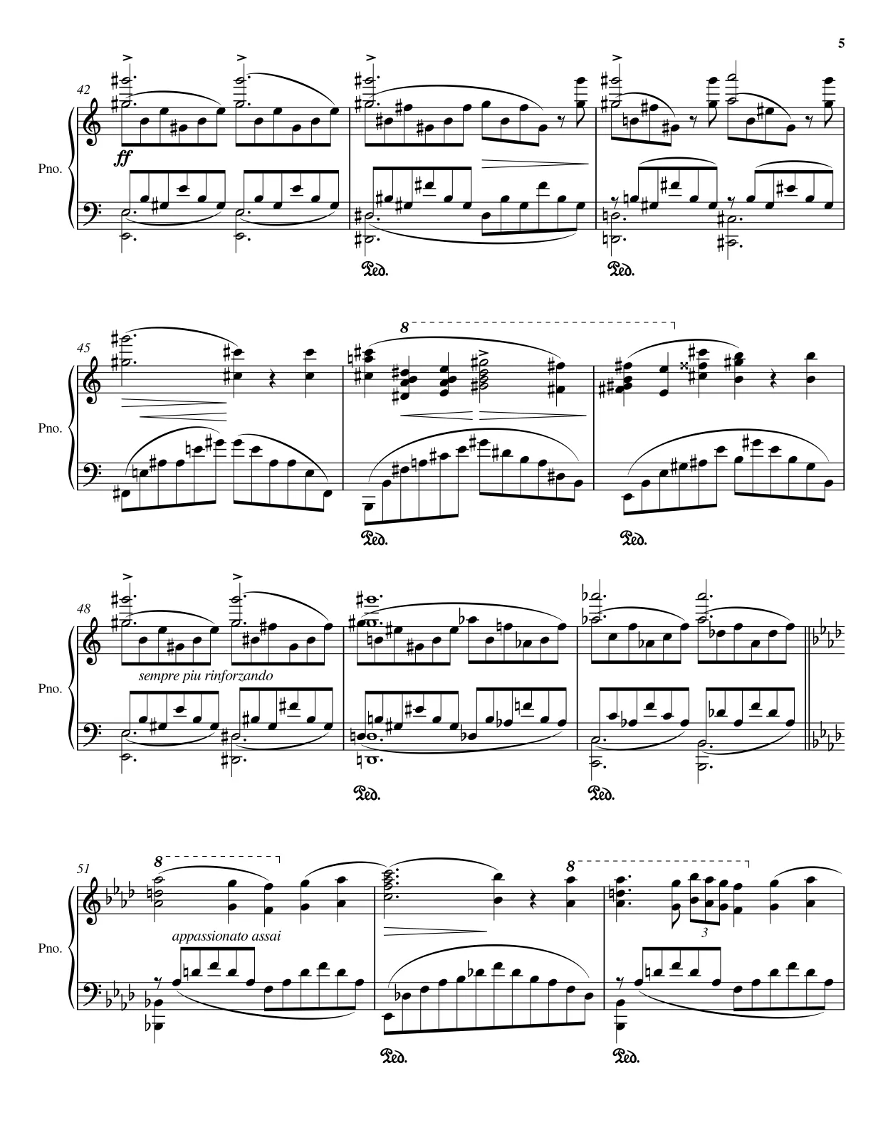 Sheet music page 5 Liebestraum No. 3 - Advanced Version