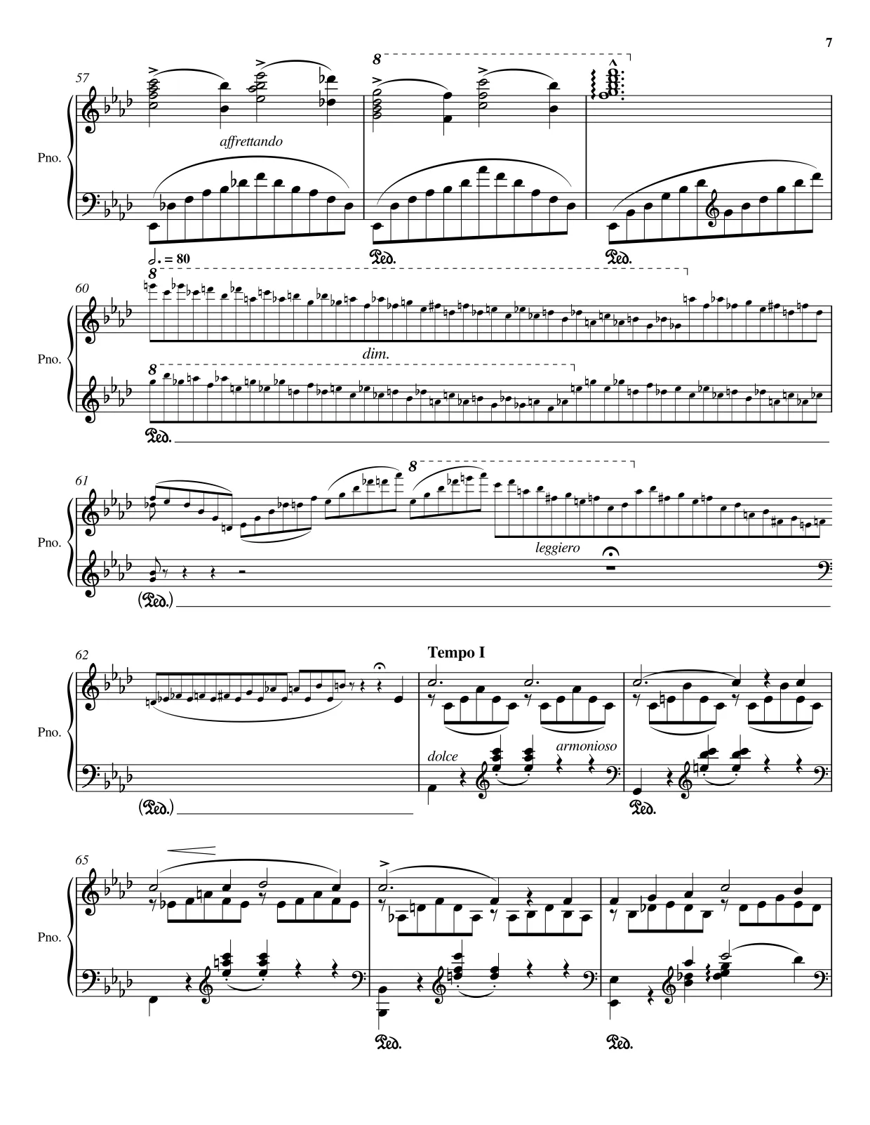 Sheet music page 7 Liebestraum No. 3 - Advanced Version